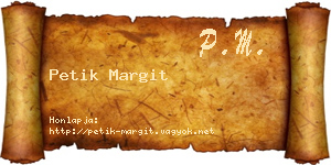 Petik Margit névjegykártya